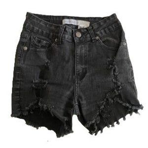 Vince Blue Co. size 3 black high‎ waist rise denim distressed jean shorts ragged